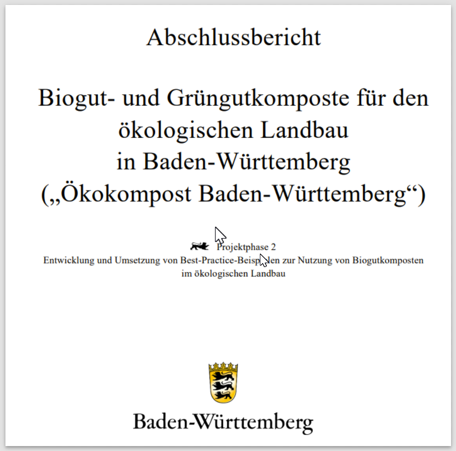 Abschlussbericht des vom Land Baden-Württemberg gefördertem Projekt "Ökokompost Baden-Württemberg", Projektphase 2